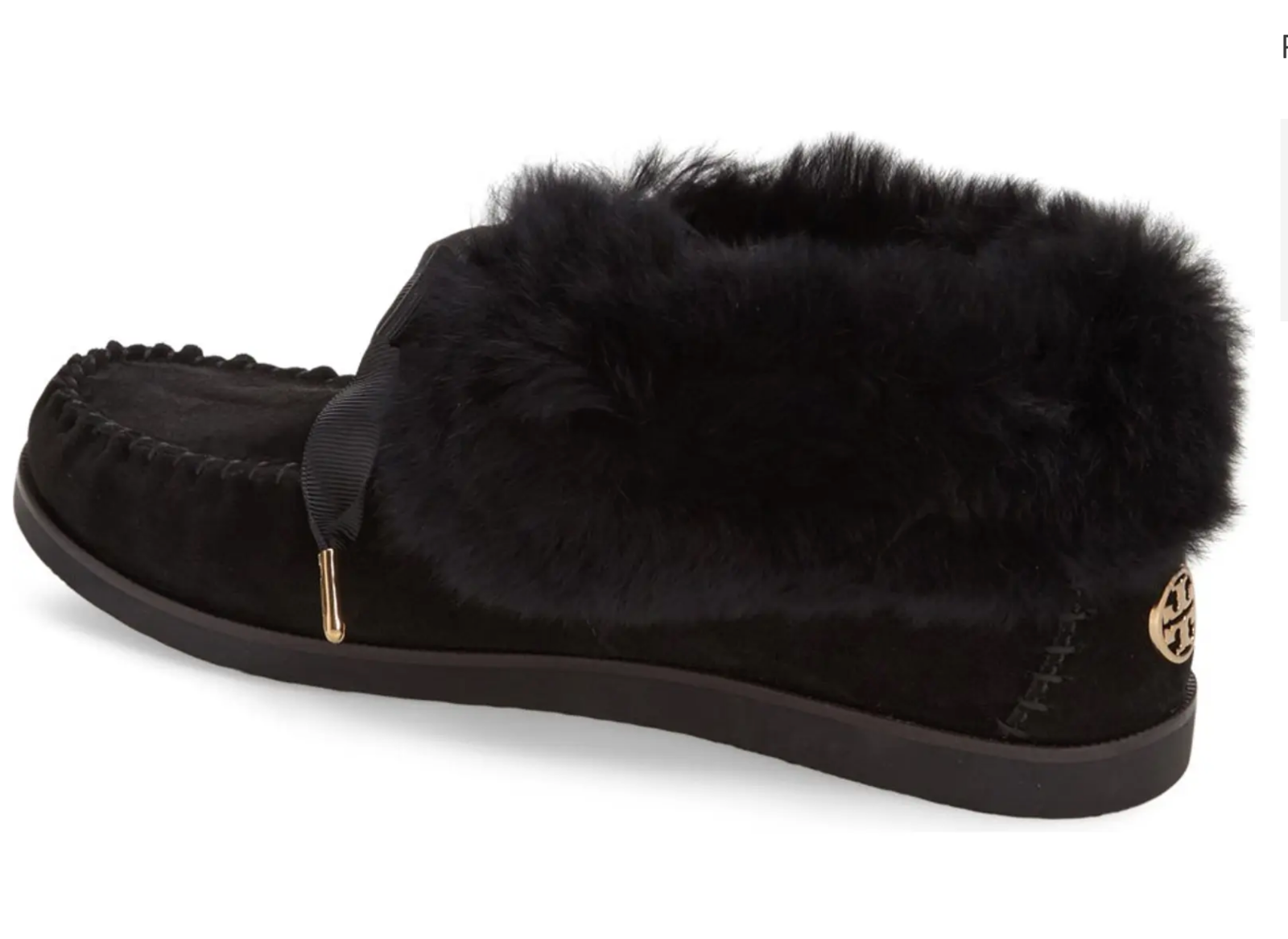 Tory Burch Aberdeen Slippers Bootie Moc Black Suede/Shearling size 7.5 Logo  $225 192485328349 | eBay