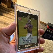 Topps Chrome Troy Smith Rookie Auto TC63 Baltimore Ravens Football Trading Card. rookie card picture