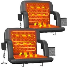 Dual-Side Heated Stadium Seat with Back Support, Wide Cushion, Foldable Bleac...
