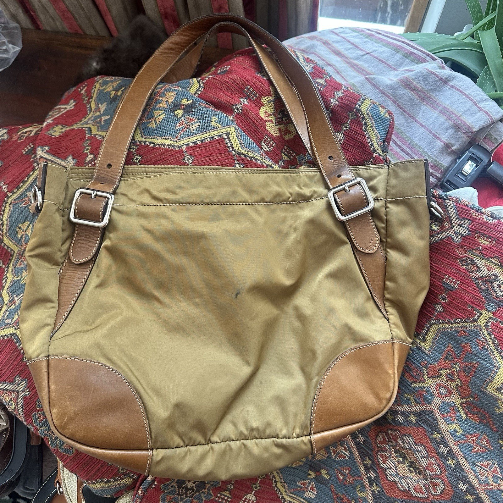 Authentic PRADA Shoulder Bag Tessuto Leather + Ny… - image 5