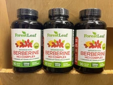 3 PACK ForestLeaf Advanced Dual Berberine HCl Berberine Supplement 1300mg 03/28