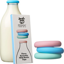Reusable Milk Bottle Tops &ndash; Mixed 3 Pack, the Original | Silicone Caps Fit Stand