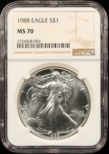1988 American Silver Eagle $1 NGC MS70 Brown Label 1 oz (#SLC00234)