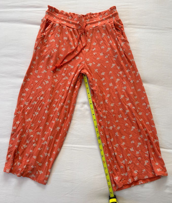 O Neill Pull On Relaxed Pants Orange / White -Women's Large- Boho Hippy Coastal