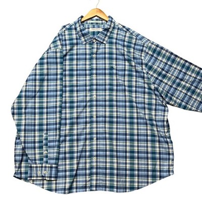 Tommy Bahama Button Down Shirt Men 3XLB Blue Plaid Stretch The Siesta Key Marlin