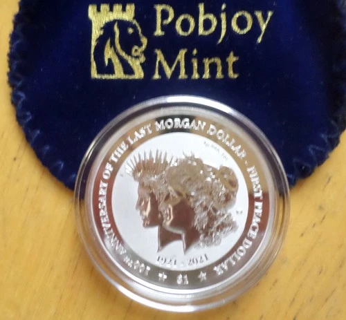 2021  $1 Morgan To Peace Dollar  1 oz. 999 Silver ~ REVERSE PROOF ~ POBJOY ~BVI~