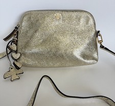 Tory Burch Metallic Gold Small Women s Crossbody Zip, Detachable Strap, Charm
