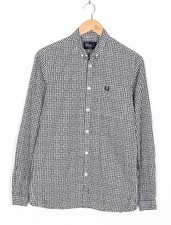 FRED PERRY Camicia Uomo Taglia S Slim Fit Manica Lunga Twill Check Casual For...