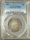 1862 Liberty Seated Silver Quarter PCGS Genuine Cleaned- AU Detail 25C