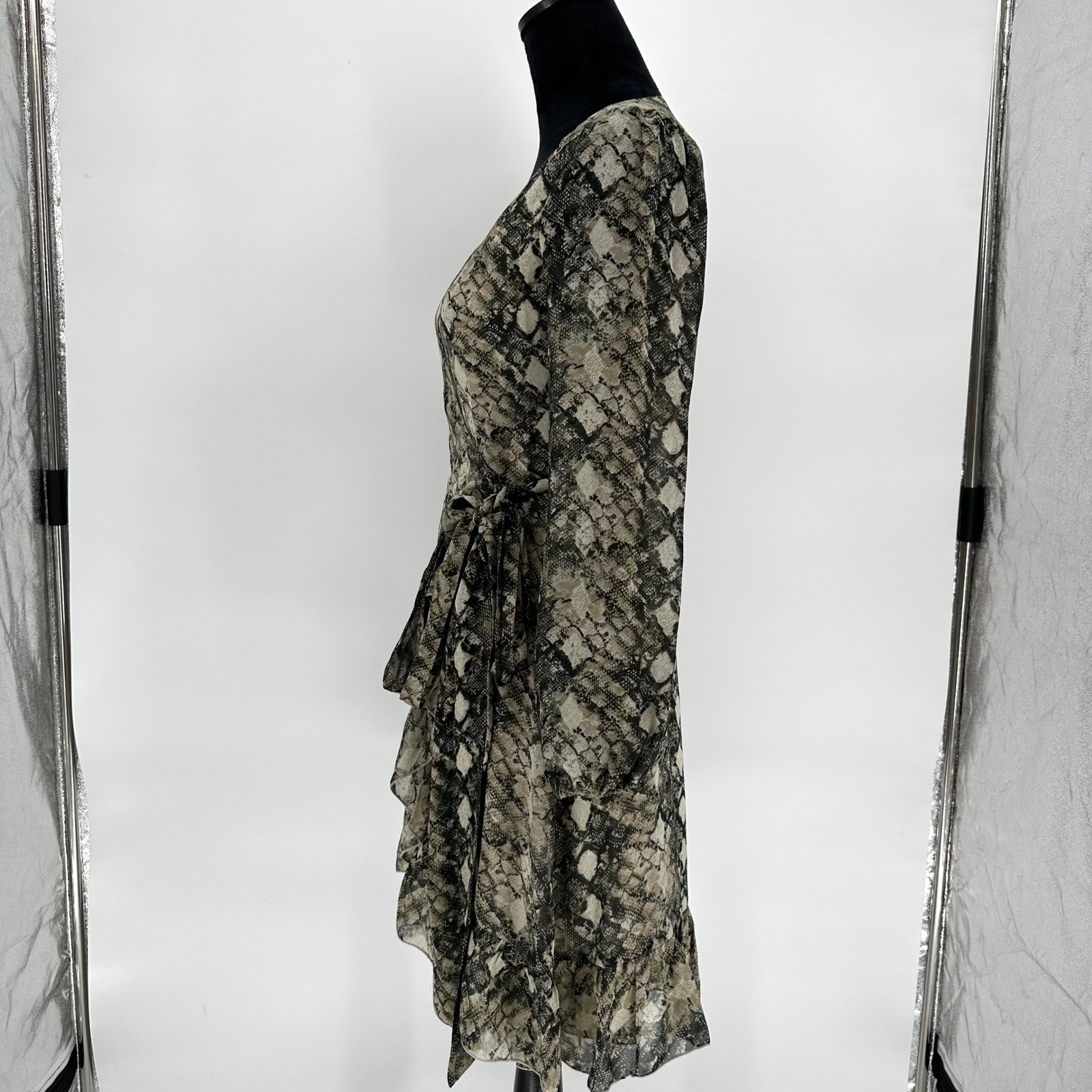 Leyden Python Snake Print Chiffon Wrap Short Dres… - image 4
