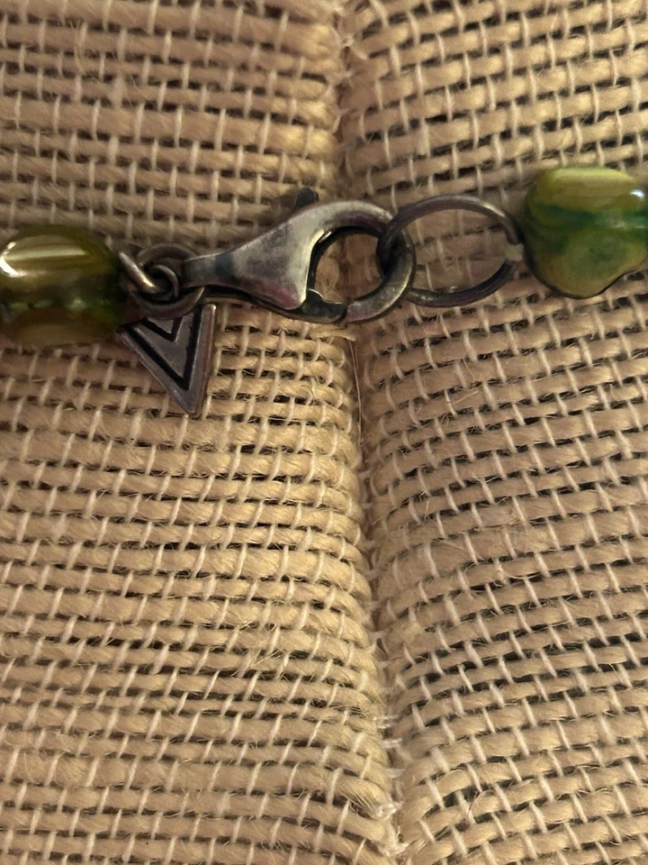 Silpada Sterling Silver 8 Strand Green Pyrite MOP Silk Glass Necklace - Image 4 of 4