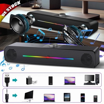 USB LAUTSPRECHER STEREO SOUNDBAR SUBWOOFER MUSIKBOX FÜR PC TV LAPTOP COMPUTER DE