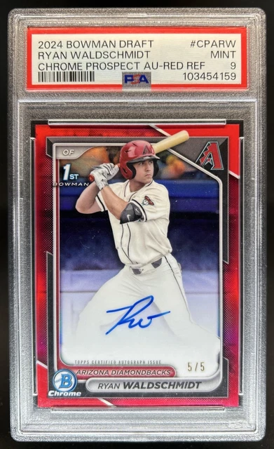 2024 Bowman Draft Ryan Waldschmidt Chrome Auto Red Refractor 1st #/5 PSA 9