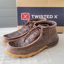 Twisted X Chukka Driving Moc Brown Print Tooled Leather WDM0079 Womens 7 M NIB