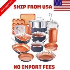 Gotham Steel 20 Piece Nonstick Cookware and Bakeware Set Graphite NEW