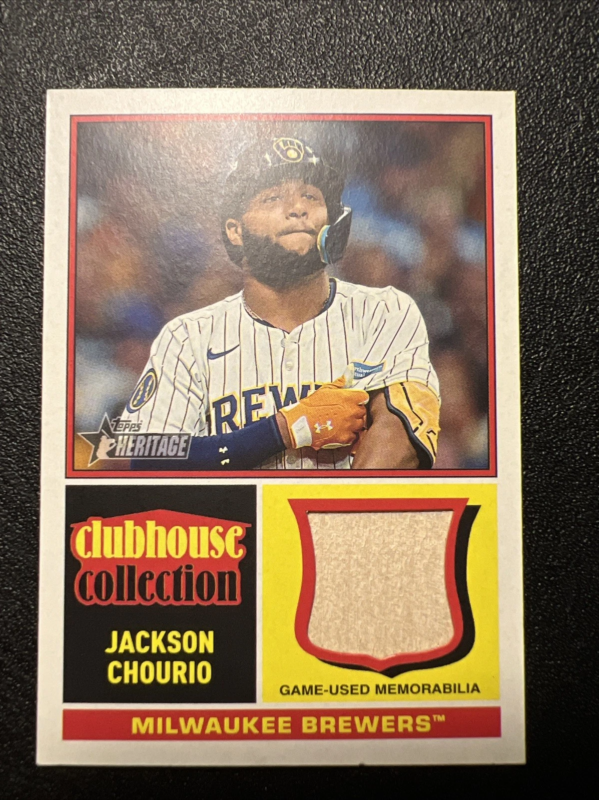 2025 Topps Heritage Clubhouse Collection Jackson Chourio Bat Relic