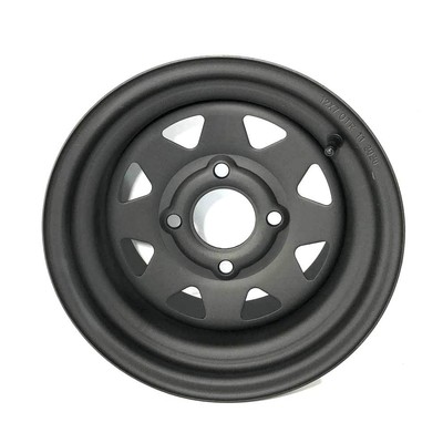 Stahlfelge 12x7 4/110 ET 4+3 (+10)Yamaha Honda Kawasaki Suzuki Farbe mattschwarz
