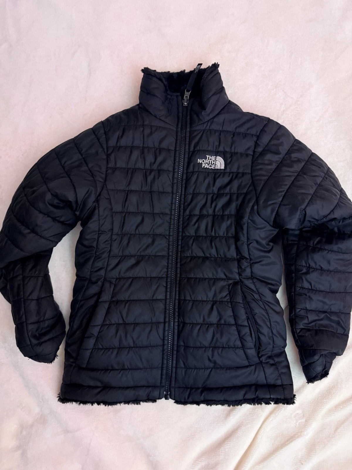 The North Face Reversible Shasta Full Zip Faux Fur Insulated Jacket Kids Medium