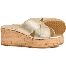 Vionic Dawn Wedge Slide Sandals Leather VIO MOTION Footbed Women