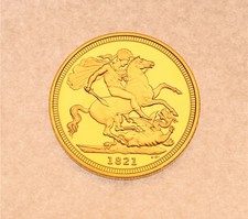 1821 KING GEORGIUS IIII 24K GOLD PLATED SOVEREIGN COININ PROTECTIVE PLASTIC CASE
