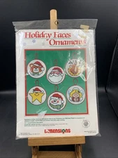 #8360 DIMENSIONS "HOLIDAY FACES ORNAMENTS" COUNTED CROSS STITCH KIT - CUTE - NIP