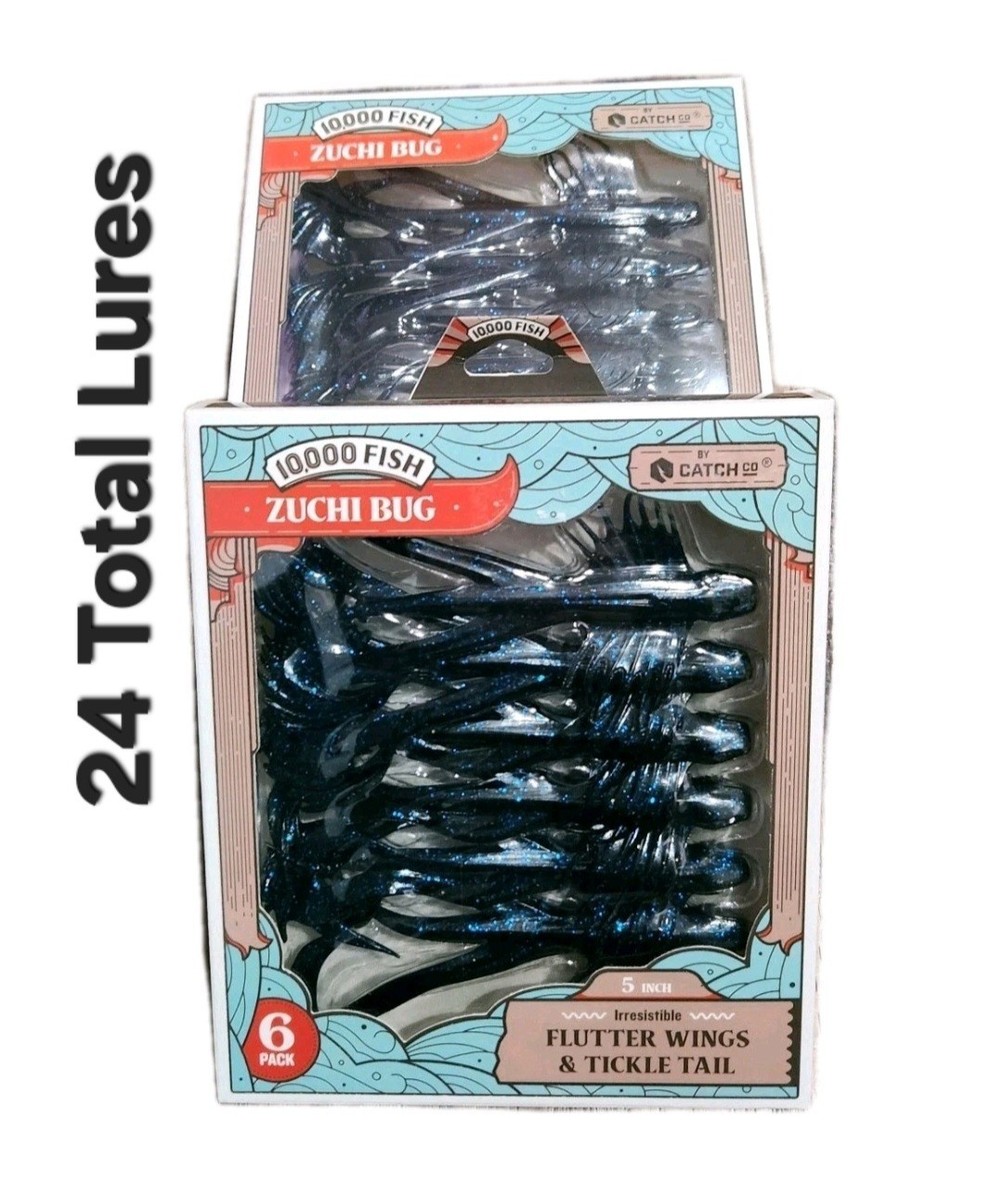syuichi.1308 Skipper fish 6’0 Black 4 Pack (24 Total) 10,000 Fish Zuchi Bug Bass Fishing Lure
