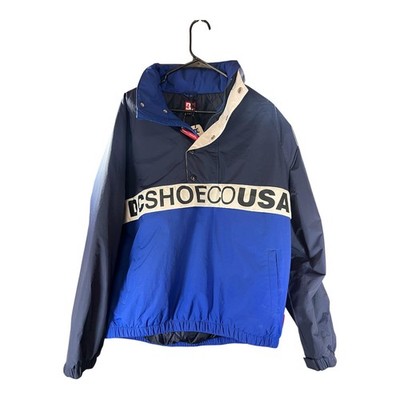 DC Shoes USA Pullover Jacket XL Blue Colorblock Hooded Windbreaker NWT Skate