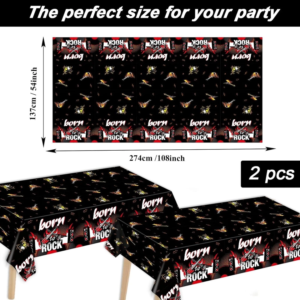 Rock Themed Party Supplies Music Party Tableware Set for 24 Guests Rocking Bi... - Image 2 of 4