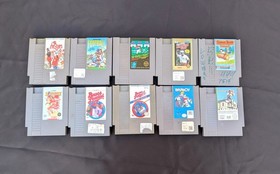 10 NES Sports Games Lot Football HOOPS Bases Loaded Paperboy 1 2 Golf Nintendo