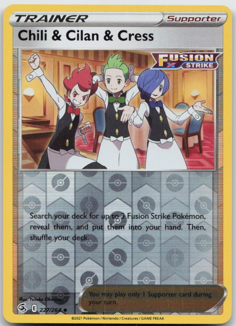 Chili & Cilan & Cress 227/264 Uncommon Fusion Strike Pokemon TCG Reverse Holo LP