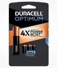 Duracell Optimum AAA Batteries 6 Pack-New In Sealed Package