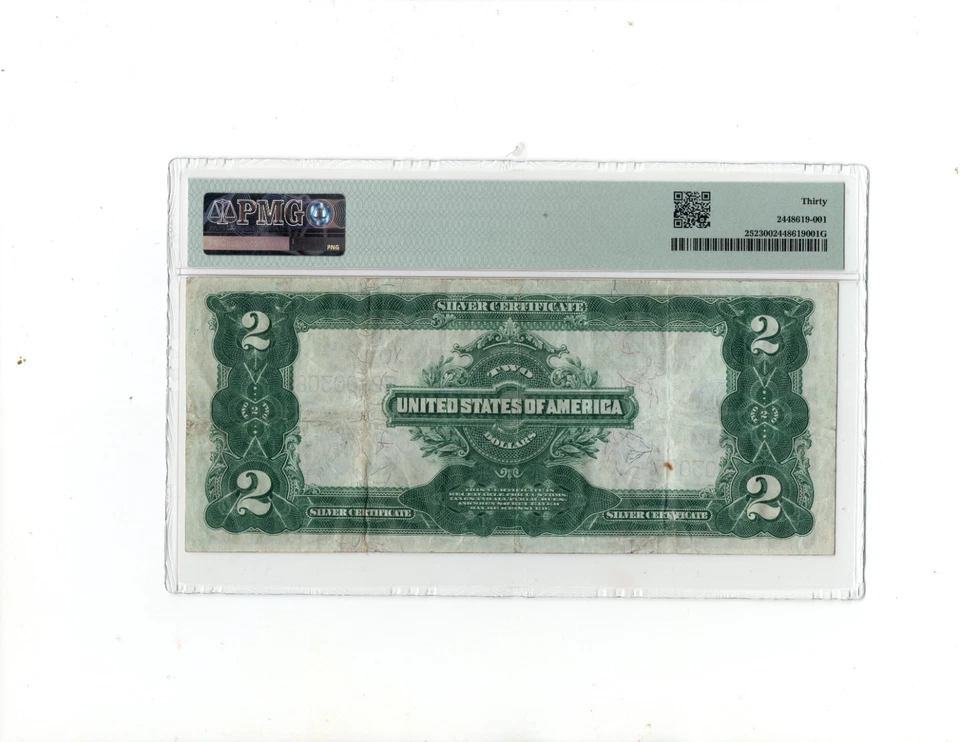 1899 $2 "Mini Porthole" Silver Certificate Note.Fr-252 PMG-30 - Image 2 of 2