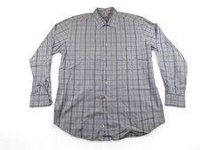Peter Millar Dress Shirt Mens XL Blue Plaid Long Sleeve Button Front Cotton