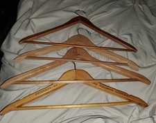 Lot Of 4 VTG Wooden Coat Suit Hangers W/Trouser/Pants Bar