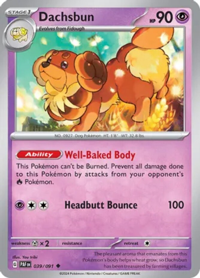 Pokemon - Dachsbun - 039/091 - Uncommon - Scarlet & Violet - Paldean Fates - NM