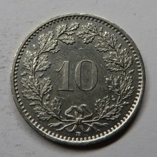 Switzerland 10 Rappen 1990B Copper-Nickel KM#27 UNC