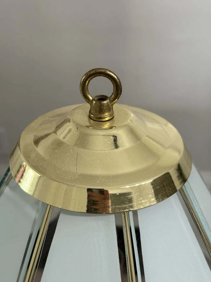 Vintage Glass Brass Touch Lamp  Pink Foral 3 lights 8 panel. 22" Tall Works! - Image 4 of 4