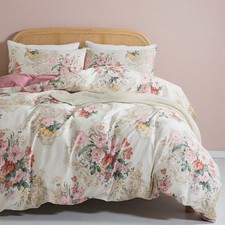 NEW Anthro Vintage Antique Floral Print Boho Queen King Bedding Duvet  Sham Set