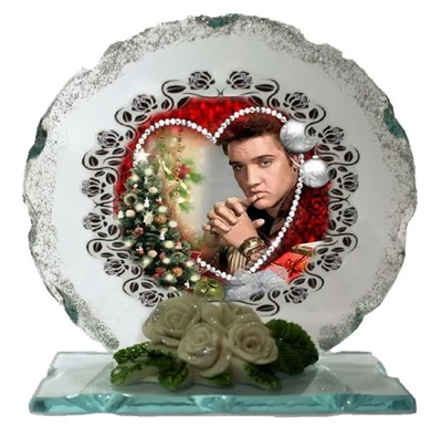 CELLINI DESIGNS Elvis Presley Xmas Edition / Blue Christmas, Cut glass plaque / Cellini Plaques