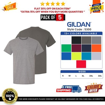 5 Pack Of Gildan G530 Unisex Heavy Cotton Pocket T Shirt Stylish T-Shirt