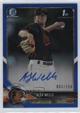 2018 Bowman Chrome Prospect Blue Refractor 83/150 Alex Wells #BCPA-AW Auto 5w7