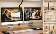 LED Desk Lamp for Home Office, 24W Computer Desk Light Clamp Version - Black