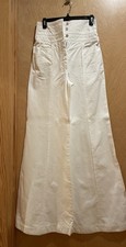 Chanel White Pants women's 40 size 8 cotton wide leg 03P P21049V12462