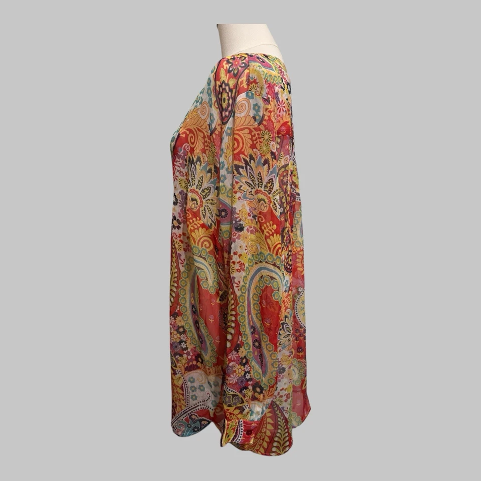Soft Surroundings Sheer Paisley Floral Bohemian Resort Oversized Tunic Top 1X - Image 4 of 4