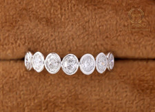 Moissanite Half Eternity Wedding Band 2 CT Oval Cut Solid 14K White Gold For Her