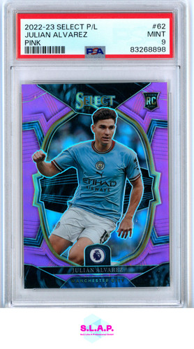 JULIAN ALVAREZ PINK PANINI SELECT PREMIER LEAGUE 2022-23 62 PSA 9