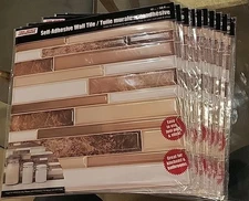 Lot 10 Sheets Soft Washable Self Adhesive Tan Brown & White Wall Tile 12x12" New