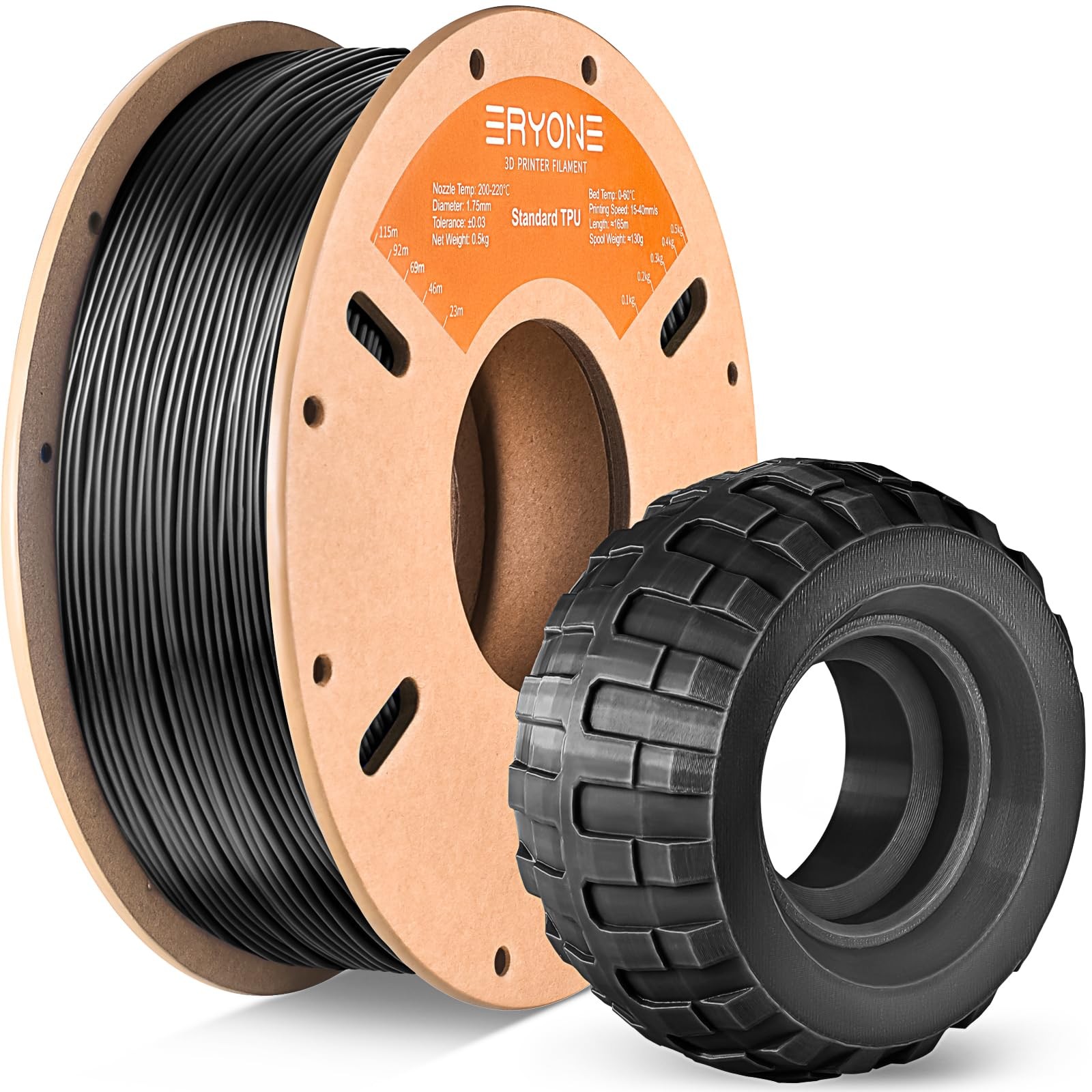 TPU Filament 1.75mm 3D Printer Filament Flexible 95A TPU / 0.03mm 0.5kg 1 Spool
