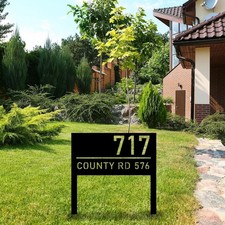 Personalized Modern House Address Number Sign, Custom House Number Garden Stake