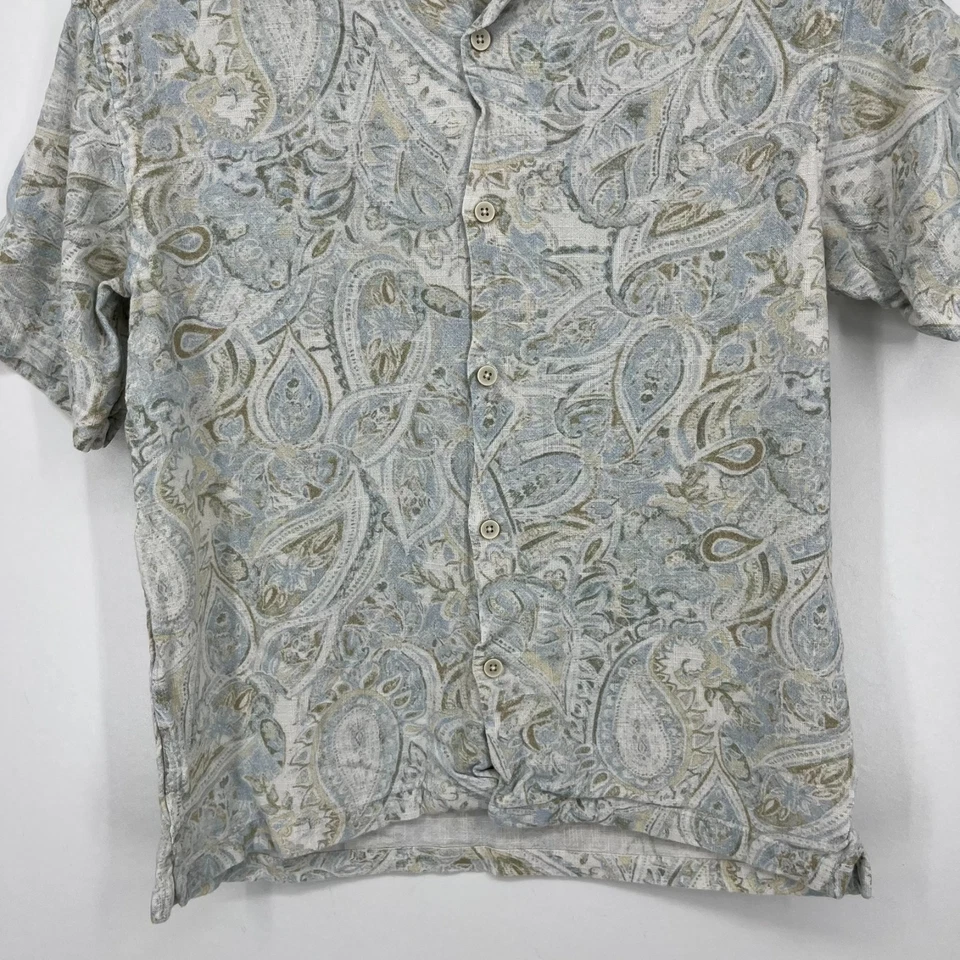 Camisa Zara Manga Corta Botones Para Hombre S Azul Estampado Paisley Calce Relajado *Encogido* Foto 3 de 4